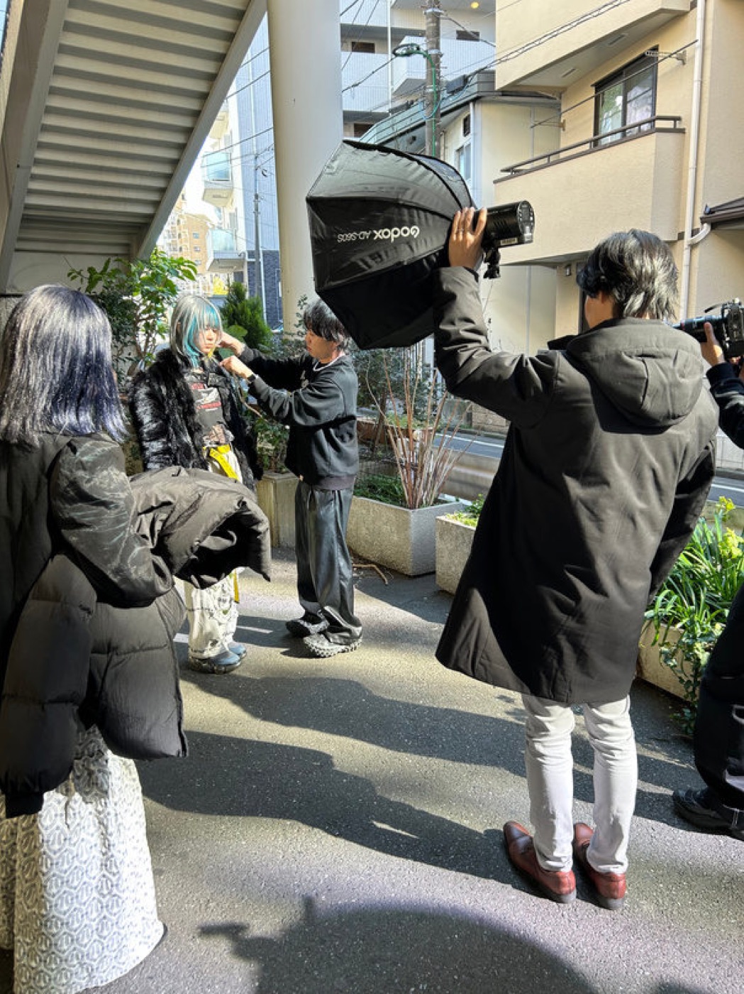 屋外での撮影会の様子